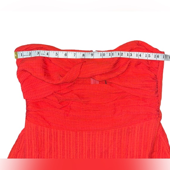THML Josie Red Strapless Midi Dress with Bow Detail Size XL - Picture 14 of 16